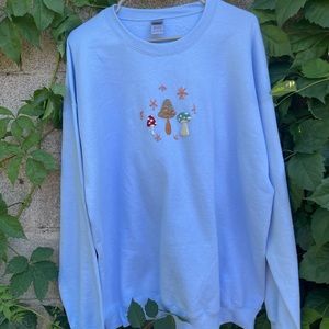 Hand embroidered crewneck sweatshirt